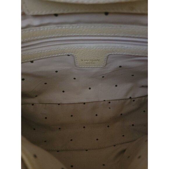 Kate Spade Beige Leather Shoulder Bag Handbag Satchel With Gold-Tone Hardware - Picture 8 of 10